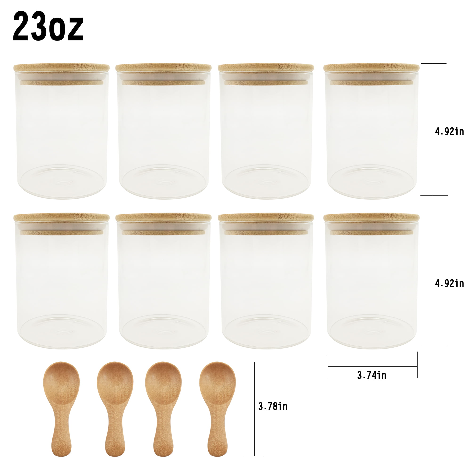 UPTRUST Glass jars 12 pcs Spice Jars Set with Bamboo Lids, 6 pcs Small  Condiments Wooden Spoons , Airtight Glass Food Cereal Storage Containers  for Kitchen (Set of 18, 6oz) 
