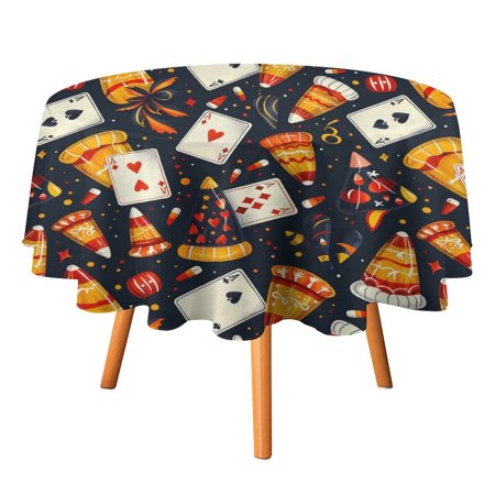 

JINGDS Bright Candy Corn Cards-7 Round Table Cloth Halloween Tablecloth Thanksgiving Day Table Cloth Round Cover Circle Tablecloth for Halloween Thanksgiving Fall Party