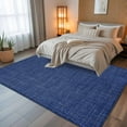 thumbnail image 5 of Navy Blue 5x7 Area Rugs, Farmhouse Burlap Solid Blue Color Modern Linen Texture Non-Skid Rubber Backing Large Rectangle Rugs - Living Room Bedroom Home Office, Indoor Floor Mat Carpets Washable Rug, 5 of 9