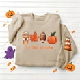 thumbnail image 5 of KEGIRLOM Oversized Halloween Thanksgiving Crewneck Sweatshirt, Pumpkin Fall Graphic Sleeve Print, Spooky Season Casual Outfit Khaki Pullover, 5 of 5