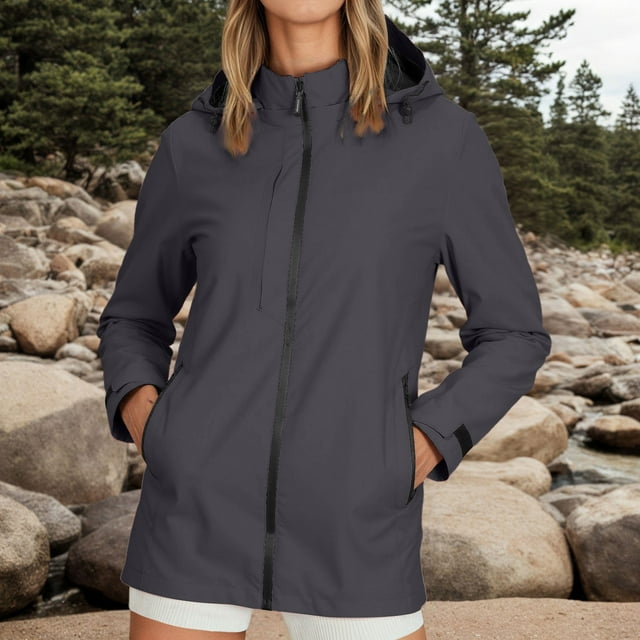 SHIXIAOO Manteau Coupe-Vent Léger pour Femme, Randonnée en Plein Air, Manteau à Capuche Décontracté Printemps Automne, Imperméable Imprimé, Coupe-Vent pour Camping Voyage, Vestes en Cuir pour Femmes Hiver, Veste de Survêtement pour Filles