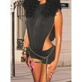 thumbnail image 3 of Argulvti Justaucorps Sans Manches Noir pour Femmes Couleur Unie Taille Haute Col Rond Lingerie, 3 of 6