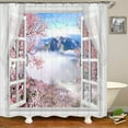 thumbnail image 3 of 3D window opening scenery window landscape printed shower curtain mildew washable curtain bathroom decoration with hooks curtain, 3 of 7