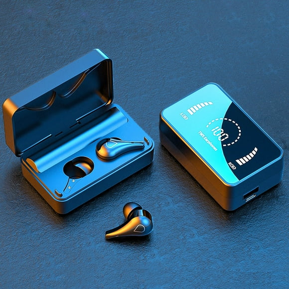 Auriculares inalámbricos Bluetooth 5.0 con pantalla digital y espejo, auriculares estéreo deportivos intrauditivos, mini auriculares Bluetooth