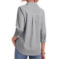 thumbnail image 4 of Fantaslook Striped Tops for Womens 3/4 Sleeve V Neck Shirts Dressy Casual Business Work Blouses Trendy Lapel Tops, 4 of 9