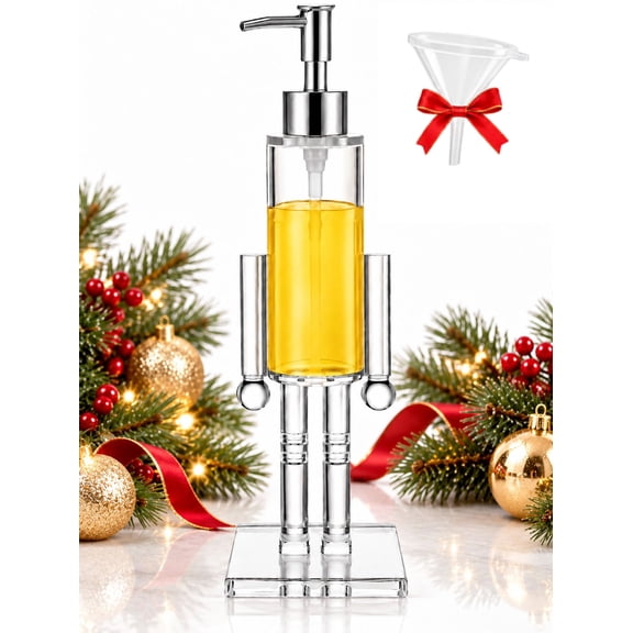 150ML Nutcracker Soap Dispenser Clear Acrylic, Refillable Pump Bottle, Christmas Liquid Soap Container for Bathroom Kitchen Countertop