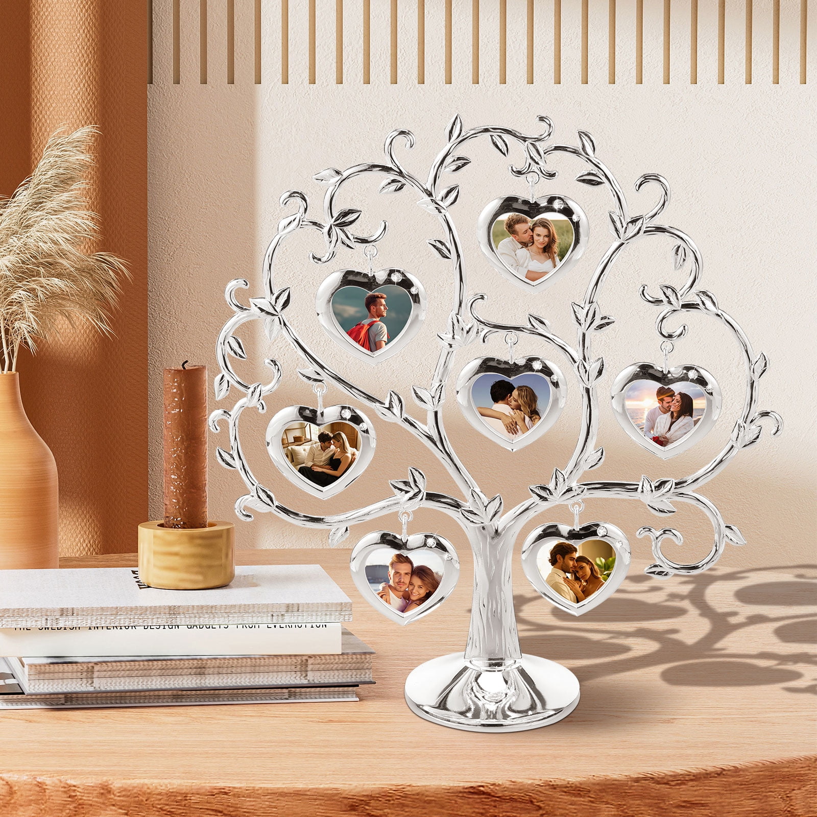Keyohome Photo Frame Family Tree Metal Family Tree Photo Frame Tree Shape Display Rich Multi Picture Frame Tree Free Combination Photo Picture Tree Displays for Home Wedding Decor