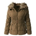 thumbnail image 1 of Ma Croix Womens Fur Lined Coat with Belt Quilted Faux Fur Insulated Winter Jacket Parka Outerwear, 1 of 5