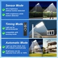 thumbnail image 6 of MUCH 10000W 1680 LED Super Bright Solar Street Light Pole Barn Commercial Parking Lot Lights IP67 Outdoor Dusk to Dawn Solar Security Flood Lights w/Motion Sensor Remote Control, 6 of 13