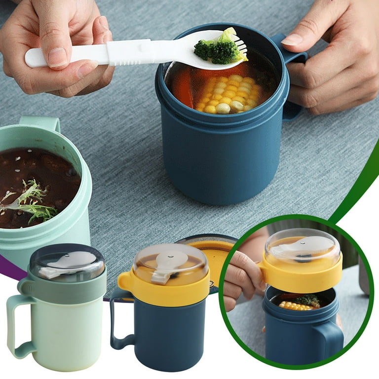 Microwavable Soup Mug with Lid and Scoop Soup to- Go Container