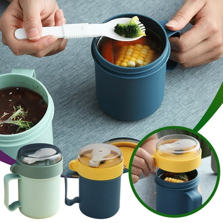 

Back to School! mtvxesu Water Cup with Straw and Lid Student Breakfast Milk Cup with Lid Spoon Cereal Cup Office Worker Portable Water Cup Japanese Soup Cup Porridge Can