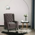 thumbnail image 2 of Demi Bonn 40" Modern Upholstered Armchair with High Back Button Tufted, Mid-Century Retro Wood Leg Chair for Living Room, Bedroom, Beige, 2 of 11