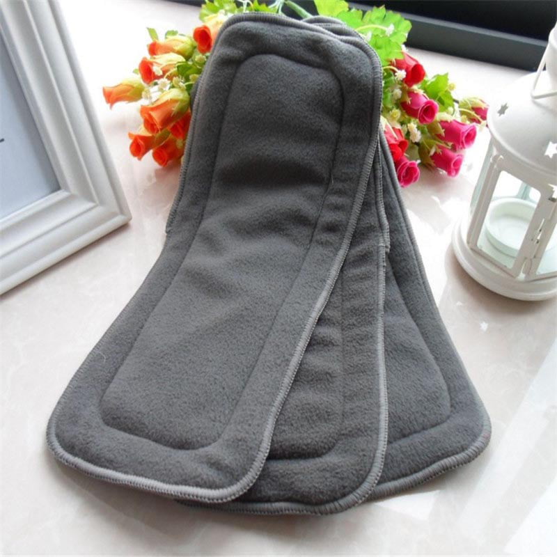 5PC Reusable Bamboo Charcoal Insert Baby Cloth Diaper Nappy Microfiber Optional 