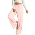 thumbnail image 2 of Women's Oversized Wide Leg Sweatpants - Elastic Drawstring Low Waist - Lightweight Casual Pants with Pockets, 2 of 8