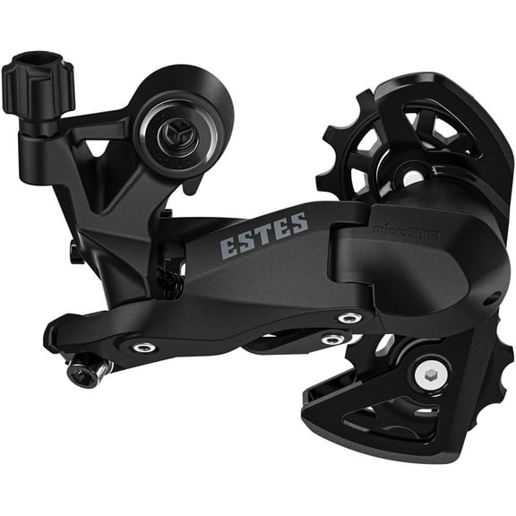 microSHIFT Estes Rear Derailleur - 7/8/9-Speed, Super Short Cage, 28-32t Max Cog, 11-14t Min Cog, 21t Capacity, Black