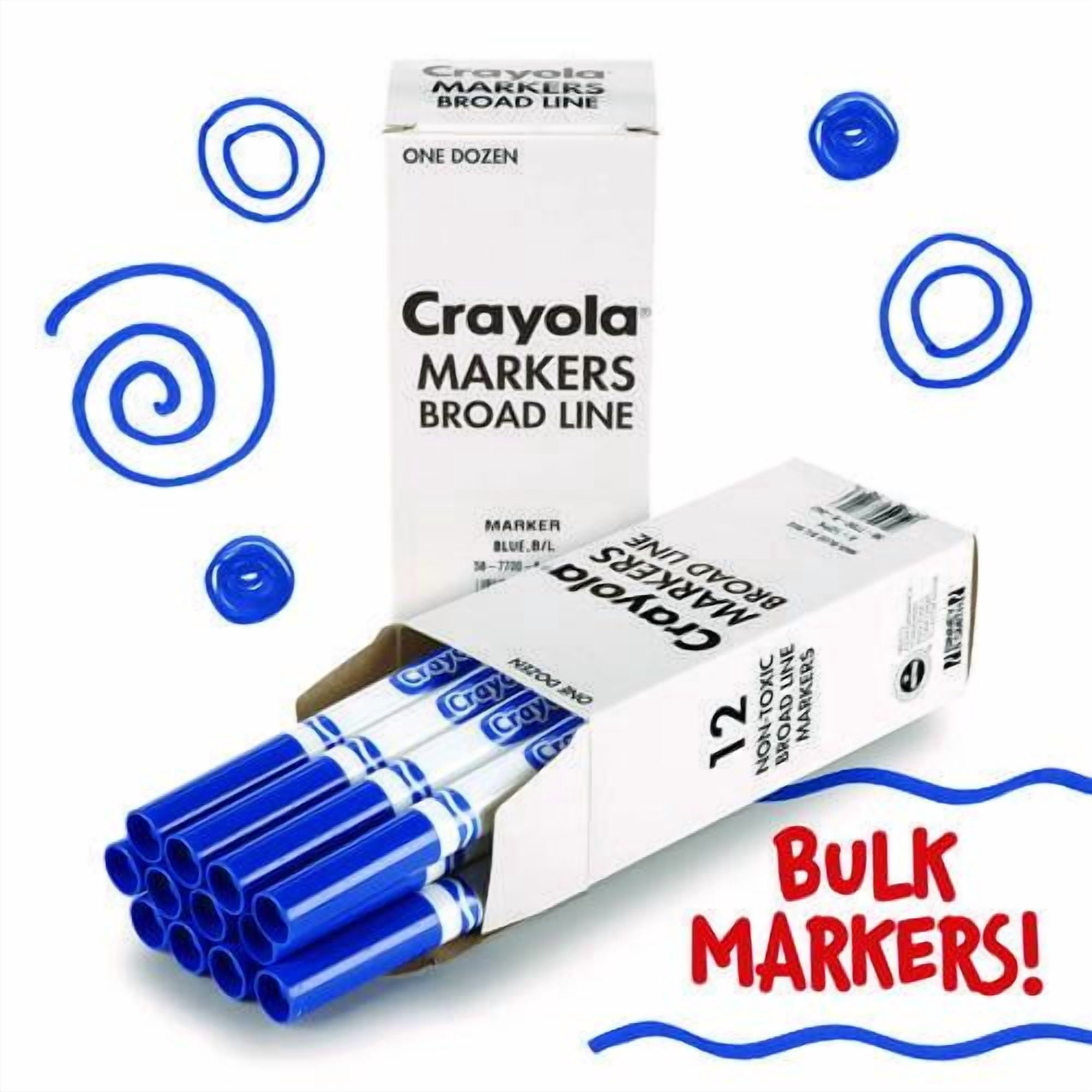 Broad Line Washable Markers, Broad Bullet Tip, Blue, 12/box | Bundle of 10