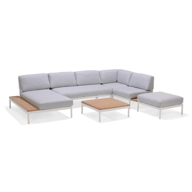 Juego de Patio Bendigo Set Deluxe, 7 piezas, con Cojines blanco 7pz