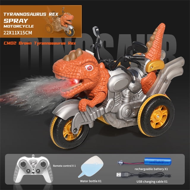 Remote Control Dinosaur Motorcycle Stunt Remote Control Car Spray Sound Children Dinosaur Toy Car