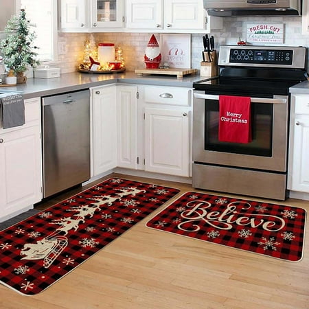 

Flash Deals of The Day! Christmas Kitchen Carpet (2 Pieces) Merry Christmas Kitchen Carpet Washable Cushion Comfortable Kitchen Carpet Set Christmas Decorations Halloween Thanksgiving Clearance Sales