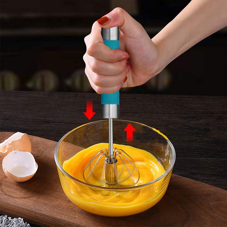 Wovilon Coffee Stirrers Electric Stirrer Drink Stirrer Stainless Steel  Whisk Hand Push Rotary Whisk Semi-Automatic Mixer Stirrer