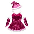 thumbnail image 3 of iiniim Big Girls Christmas Outfit Sequins Figure Ice Roller Skating Ballet Dance Leotard Dress with Hat Arm Sleeves Rose 10, 3 of 7