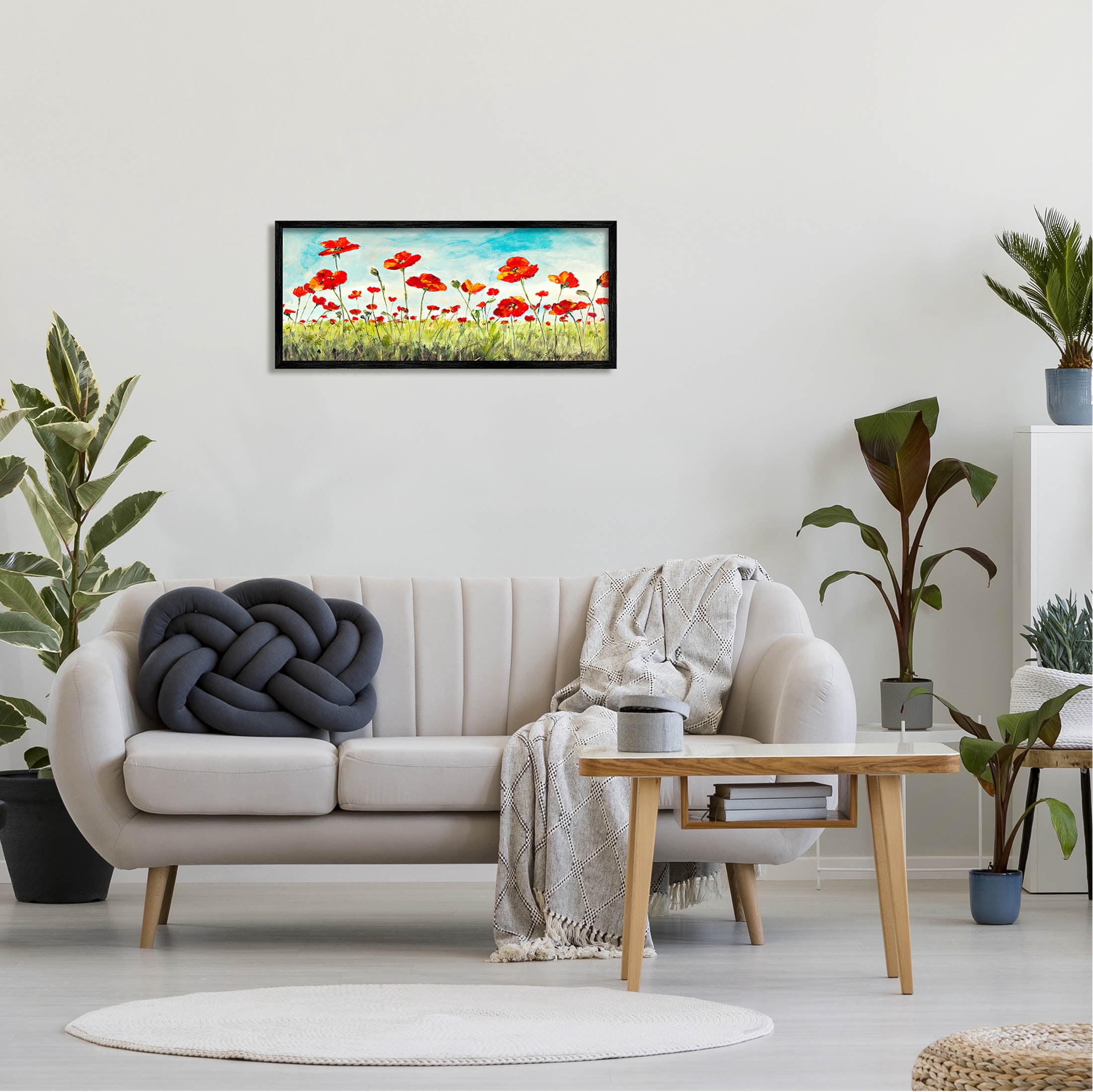 Stupell Industries Bright Red Poppies Meadow Painting Black Framed Art Print Wall Art, Design by Julie DeRice