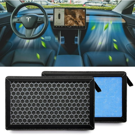 Cabin Air Filter Replacement for Tesla Model 3 Y (2016-2025) – 2 Pack Premium Tesla Model 3 HEPA Air Filter for Car – Easy Replacement Model Y Cabin Air Filter – Efficient & Practical