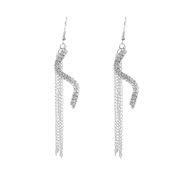 Cristal Rhinestone De Pendientes De Diamante Lineal Hugo pendientes borla de largo