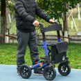 thumbnail image 2 of HOMCOM Déambulateur Pliant et Réglable avec Siège, Roues en Caoutchouc de 10 Pouces, Bleu, 2 of 10