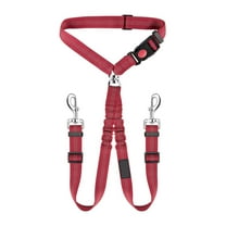 Double Dog Seat Belt New Pet Car Headrest Seat Belt, Anti Tangling, Adjustable Elastic Bungee, for Travel with Two Dogs