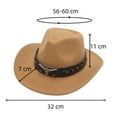 thumbnail image 6 of Eoperou Fedora Hat Cow-head Decor Wide Brim Western Style Soft Touch Head Protection Autumn Winter Felt Hat for Travel, 6 of 8