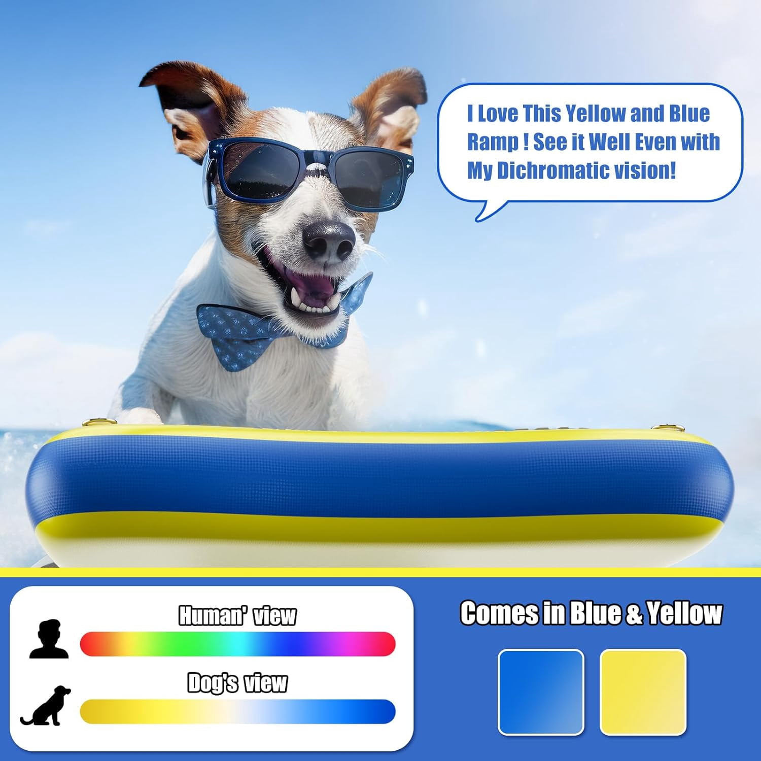 Inflatable Dog Pool Ramp Float Dock Platform for Large Dogs Up to 230 lbs, Dog Water Ramp Ladder with Non Slip Steps | Heavy Duty Floating Dogs Dock for Boat, Inground Above Ground Pool, Lake, River