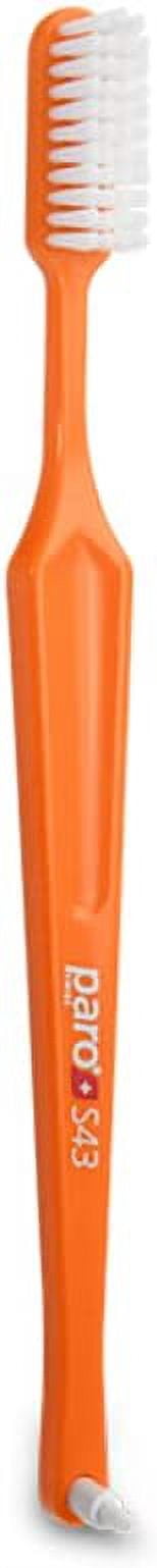 Paro S43 Toothbrush | Compact Brush Head With Soft Bristles | Exchangeable Inter Space F | 4 Rows, 43 Tufts | 6 Pack