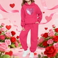 thumbnail image 2 of 2026 Valentines Day Red Sweatsuit Set Hoodies for Kids Cute Love Heart Graphic Hooded Sweatshirts & Jogger Pants Pullover Shirts with Pockets, Fashion Clothes, 2 of 6