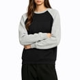 thumbnail image 4 of TKKCS Womens Raglan Crew Neck Sweatshirt Color Block Long Sleeve Pullover Loose Fit Casual Tops with Front Kangaroo Pocket Black L, 4 of 8