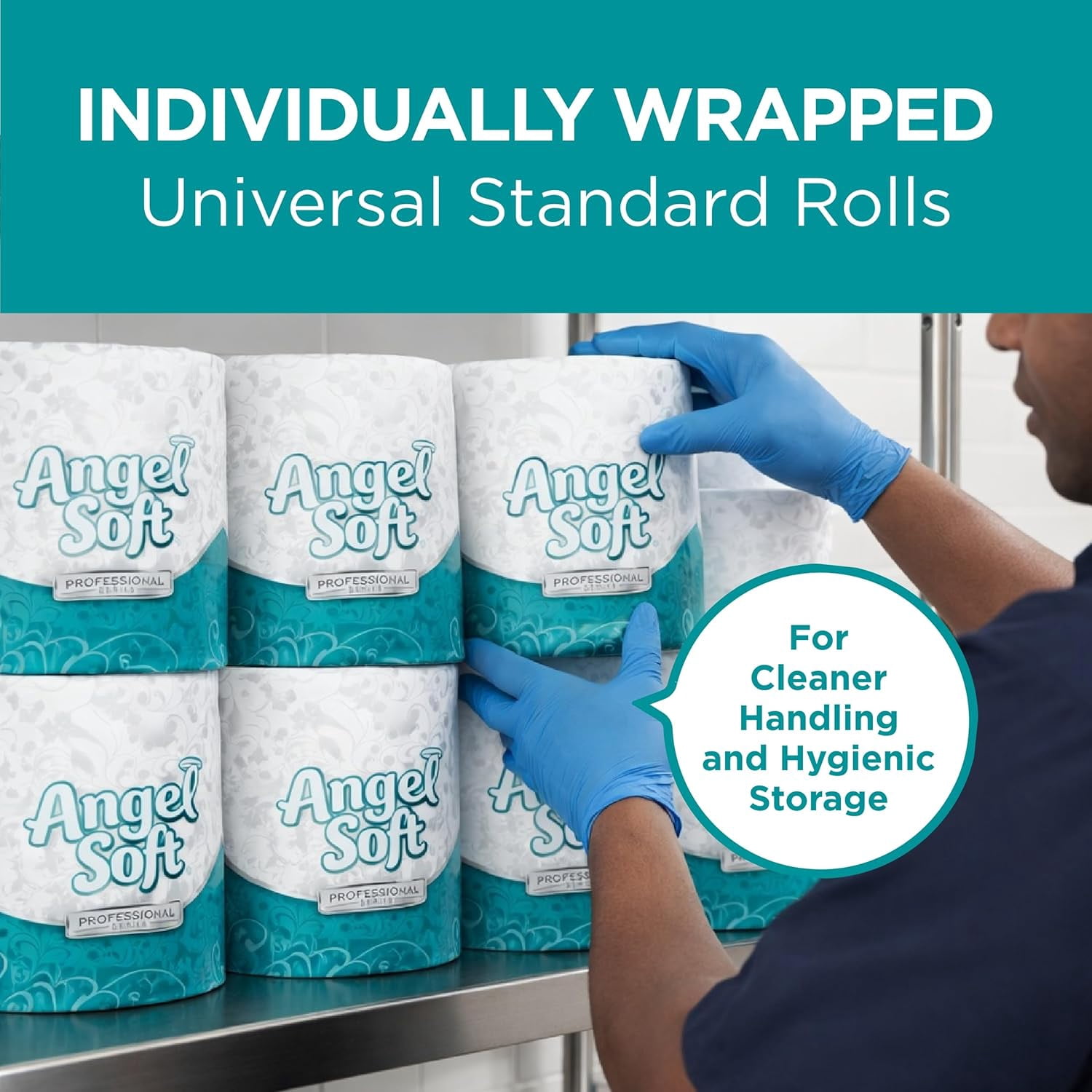 Angel Soft Professional Series by PRO 2-Ply Embossed Toilet Paper, White, Individually Wrapped, 450 Sheets Per Roll, 80 Toilet Tissue Rolls Per Case, 16880