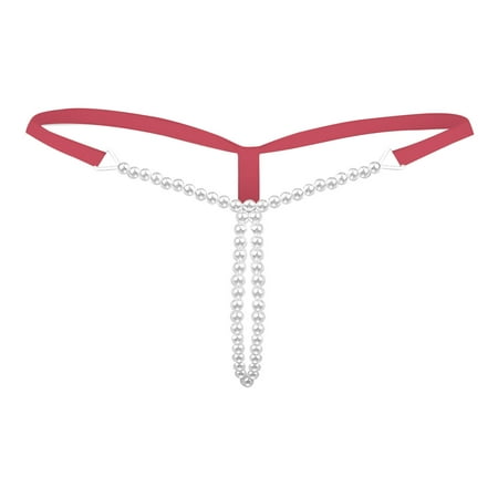 Xiaoxatg Sexy Panties for Women Sexy Women Pearl G String And Thongs Solid Low Waist Underwear Latex Panties
