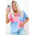 thumbnail image 3 of Stylish Myosotis Two Tone Half Button Collared T-Shirt for Women | [ZhiHiMeRi] | (US 12-14)L, 3 of 5