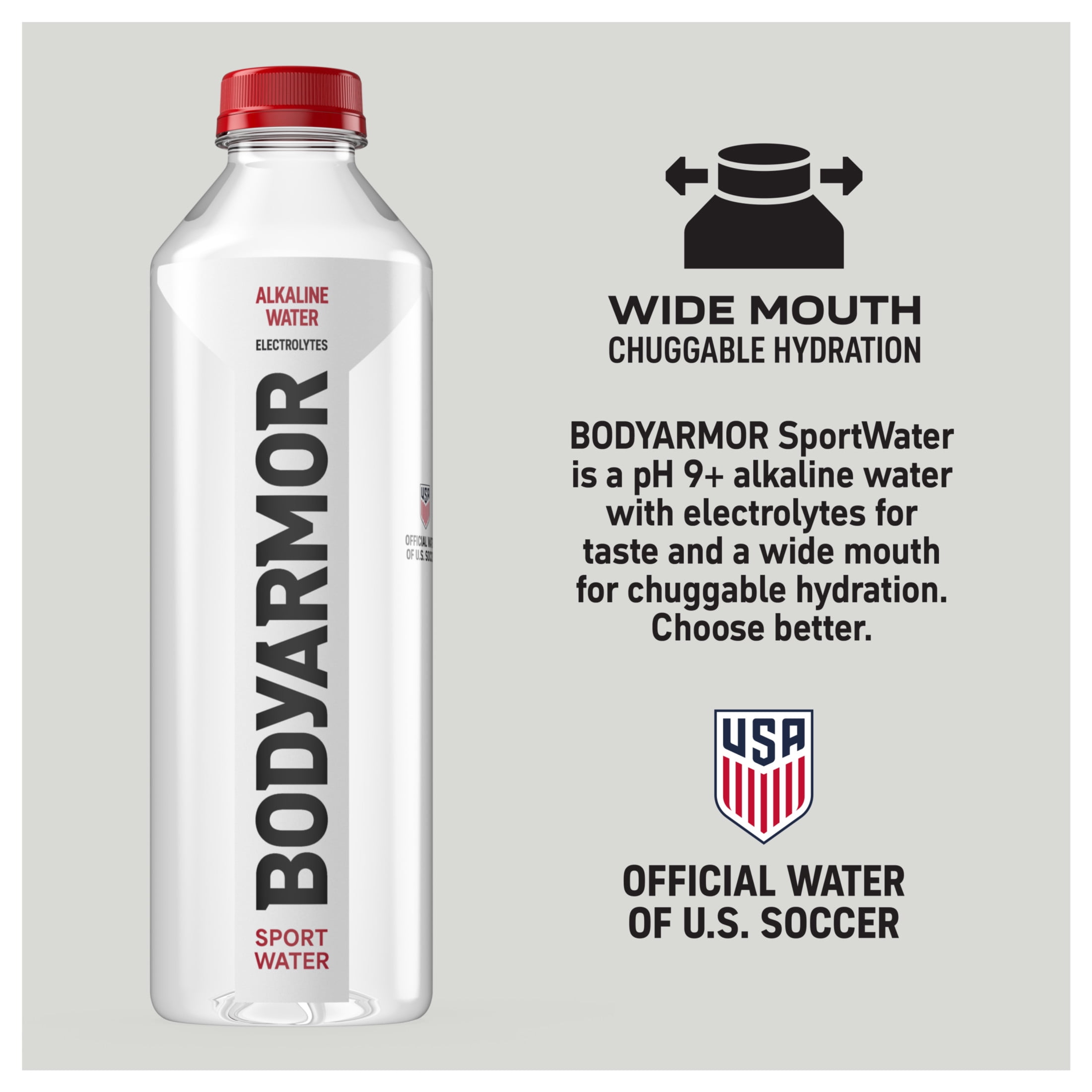 BODYARMOR SportWater Electrolyte Sports Drink Bottles, 1 Liter, 6 Pack