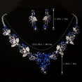 thumbnail image 2 of Bridal Jewelry Ladies Wedding Dress Wedding Accessories Royal Blue Leaf Shaped Flower Rhinestone Necklace Earring Set Wedding Set Chain Stage Performance Necklace, 2 of 4