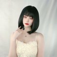 thumbnail image 3 of Peluca de mujer de pelo corto estilo coreano con flequillo al aire, peluca de cara esponjosa y cabeza bobo, 3 of 4