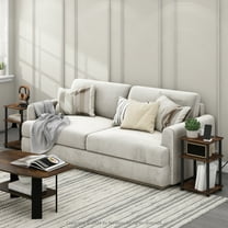 Furinno Just 3-Tier USB Type-C Charging Port End Table in Amber Pine Set of 2