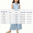 thumbnail image 3 of Amidoa Girls 2 Piece Outfits Summer Clothes Cotton Tank Top Solid Color T-Shirt and Shorts Casual Kids Clothing Sets,Blue Size 11, 3 of 6
