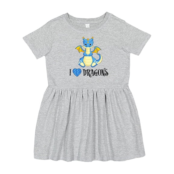 Inktastic I Love Dragons with Cute Blue Dragon Girls Toddler Dress
