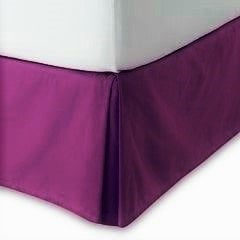 Beading Skirt - QUEEN PURPLE Solid Bed Bedding Skirt Soft 100% Soft Smooth Microfiber Pleated-Only on 4 Corners