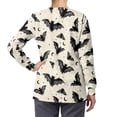 thumbnail image 2 of Binienty Halloween Bat Women's Long Sleeve Medical Scrub Jacket Snap Front Soft Breathable Fabric, Relaxed Fit, Button Front Closure, Suitable for Hospital, Halloween Holiday Medical Staff Wear, 2 of 7