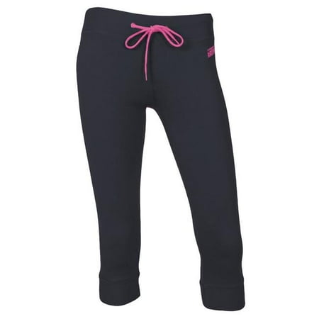 Capri Skinny Shorts - Soffe 7442V0CFLRG Junior Year Round Skinny Capri - Black & Cotton Candy, Large