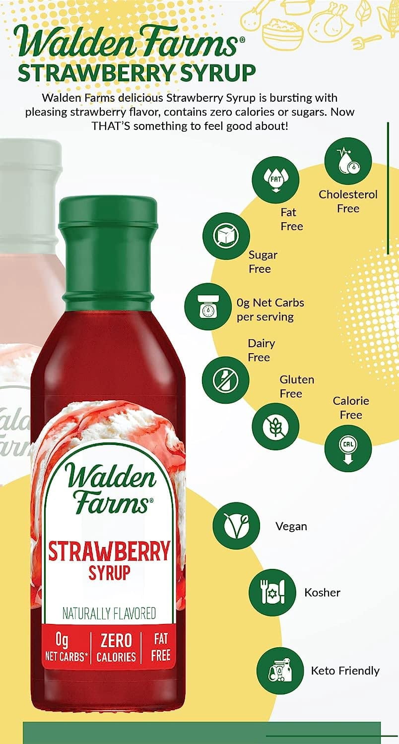 Walden Farms Calorie Free Strawberry Pancake Syrup, 12 Fluid Ounce - 6 per case.