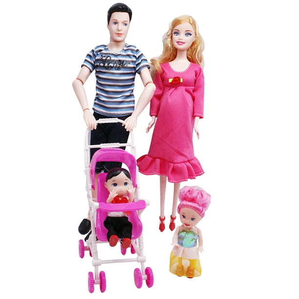 Poupées de Famille Ensemble Maman Enceinte Doll avec Papa Doll Poupées et  Accessoires 