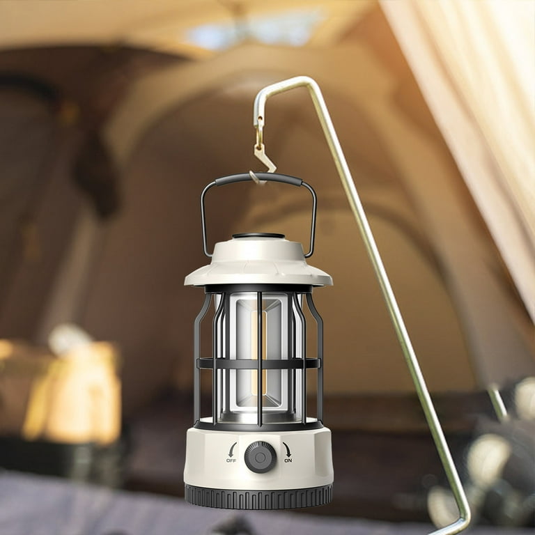 LED Camping Lantern,Rechargeable Retro Warm Camp Light,Battery Powered  Hanging Vintage Lamp ,Portable Waterpoor Outdoor Tent